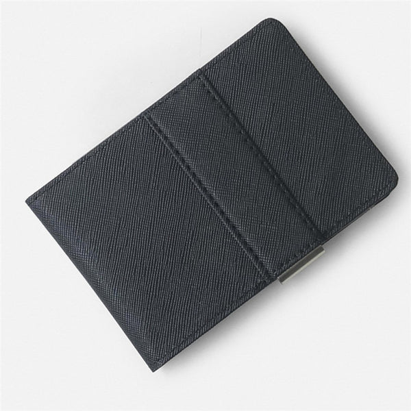 Mens card package card sets short cross pattern with stainless steel wallet creative black Simple multi-card holder wallet | Vimost Shop.