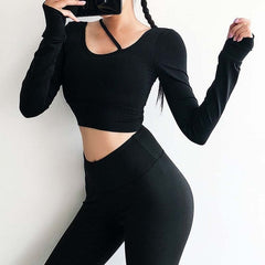 Women long sleeve Sexy Sports T-shirt running clothing