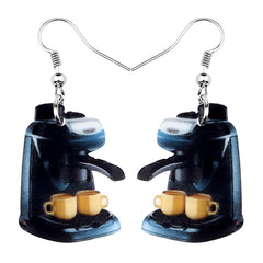 Acrylic Novelty Coffee Machine Earrings Drop Dangle Cute Fashion Jewelry For Women Girls Teens Gift Charms Decoration