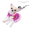 Acrylic Pink Dress Chihuahua Dog Earrings Big Long Dangle Drop Animal Jewelry For Girls Women Ladies Teen Accessories Pet | Vimost Shop.