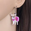 Acrylic Pink Dress Chihuahua Dog Earrings Big Long Dangle Drop Animal Jewelry For Girls Women Ladies Teen Accessories Pet | Vimost Shop.
