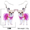 Acrylic Pink Dress Chihuahua Dog Earrings Big Long Dangle Drop Animal Jewelry For Girls Women Ladies Teen Accessories Pet | Vimost Shop.