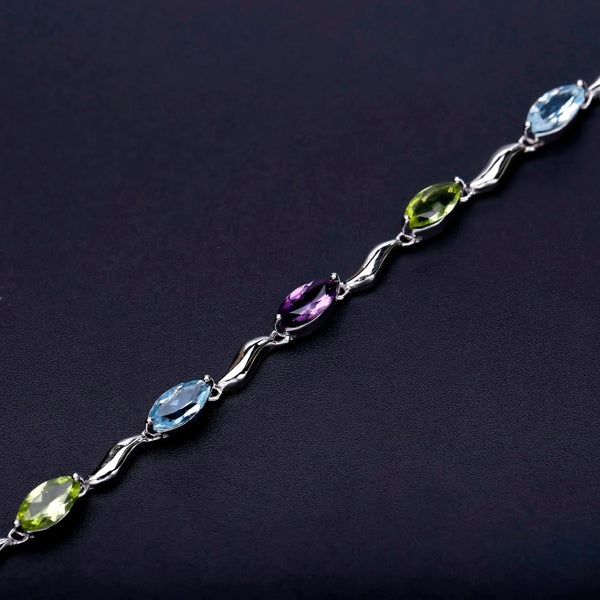 Sky Blue Topaz Peridot Amethyst Mix Gemstone Bracelets&bangles Pure 925 Sterling Silver Fashion Jewelry For Women | Vimost Shop.