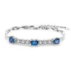 Natural London Blue Topaz  Bracelet 925 Sterling Silver Gemstone Bracelets&bangles For Women Fine Jewelry