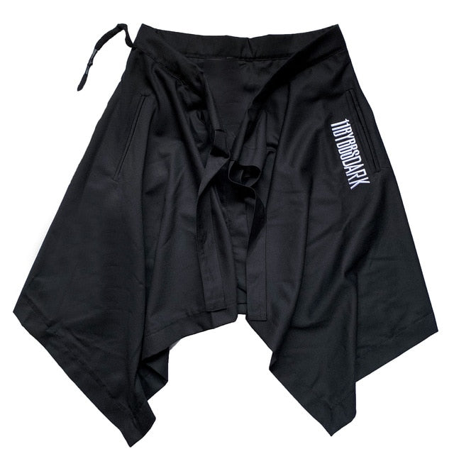 Irregular Hip Hop Men Harem Skirt Pants Harajuku Adjustable Streetwear Black Pleated Apron Gothic Jogger Trouser | Vimost Shop.