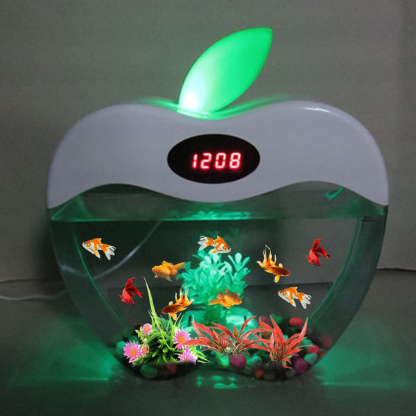 Aquarium USB Mini Aquarium with LED Night Light LCD Display Screen and Clock Fish Tank Personalise Aquarium Tank Fish Bowl D20 | Vimost Shop.