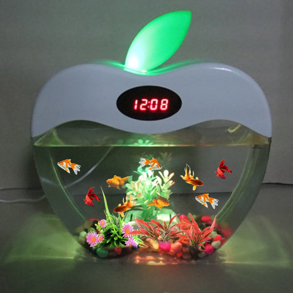 Aquarium USB Mini Aquarium with LED Night Light LCD Display Screen and Clock Fish Tank Personalise Aquarium Tank Fish Bowl D20 | Vimost Shop.