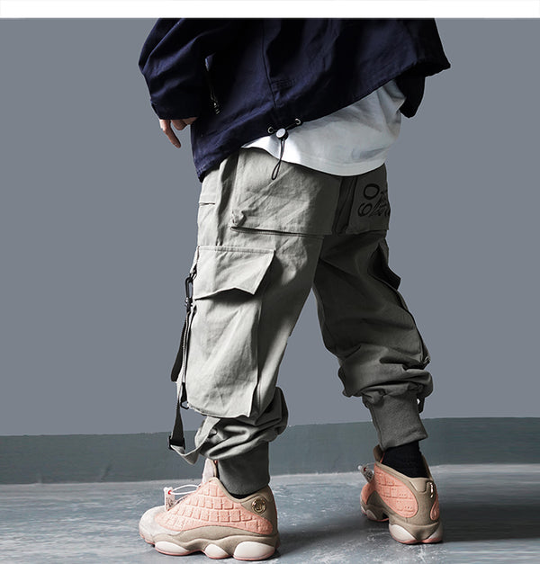 Techwear Cargo Pants Men Multi Pockets Hip Hop Casual Streetwear Trousers Joggers Elastic Waist Sweatpants | Vimost Shop.