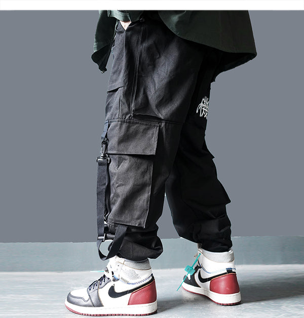 Techwear Cargo Pants Men Multi Pockets Hip Hop Casual Streetwear Trousers Joggers Elastic Waist Sweatpants | Vimost Shop.