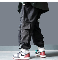Techwear Cargo Pants Men Multi Pockets Hip Hop Casual Streetwear Trousers Joggers Elastic Waist Sweatpants