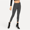 Wide Waist Plaid Leggings Elegant Office Lady Skinny Women Autumn Workwear Highstreet Minimalist Leggings | Vimost Shop.