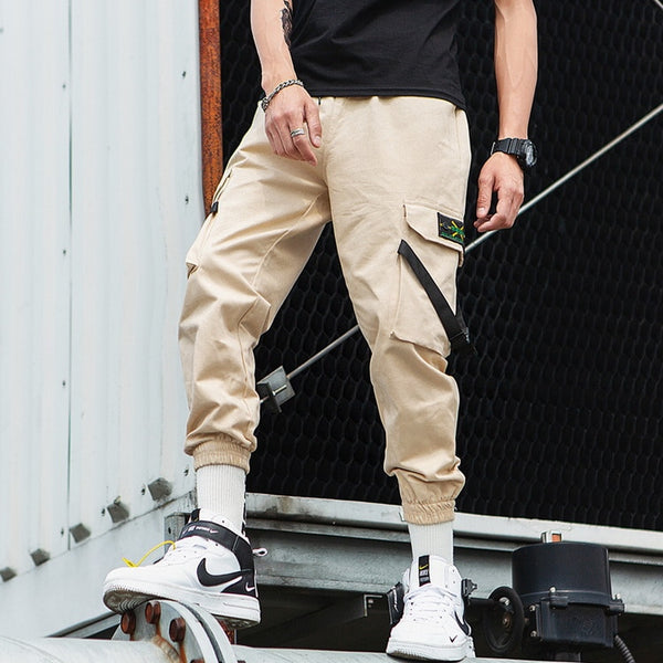 Streetwear Ribbons Casual Pants Men Black Slim Mens Joggers Pants Side-pockets Cotton Camouflage Man Trousers | Vimost Shop.