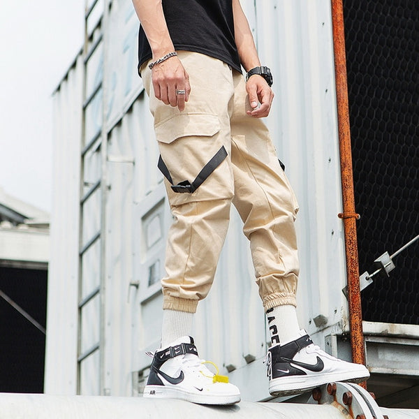 Streetwear Ribbons Casual Pants Men Black Slim Mens Joggers Pants Side-pockets Cotton Camouflage Man Trousers | Vimost Shop.