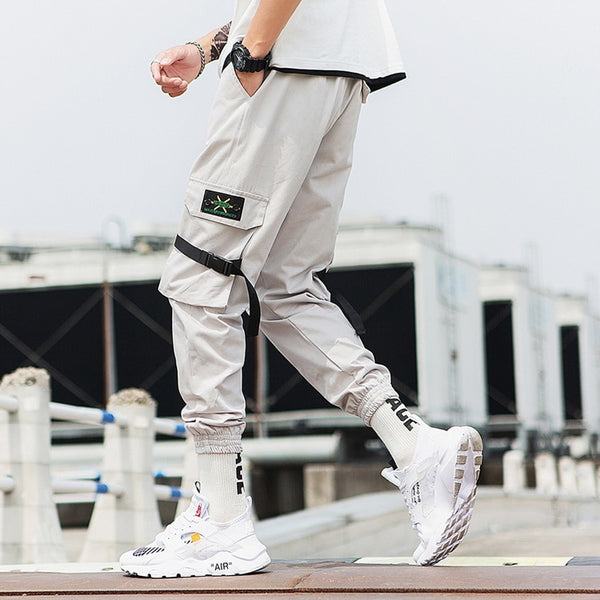Streetwear Ribbons Casual Pants Men Black Slim Mens Joggers Pants Side-pockets Cotton Camouflage Man Trousers | Vimost Shop.