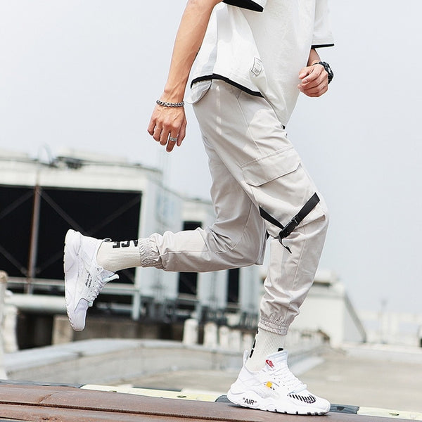 Streetwear Ribbons Casual Pants Men Black Slim Mens Joggers Pants Side-pockets Cotton Camouflage Man Trousers | Vimost Shop.