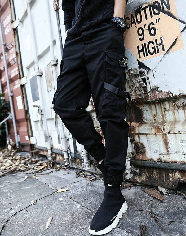 Streetwear Ribbons Casual Pants Men Black Slim Mens Joggers Pants Side-pockets Cotton Camouflage Man Trousers | Vimost Shop.
