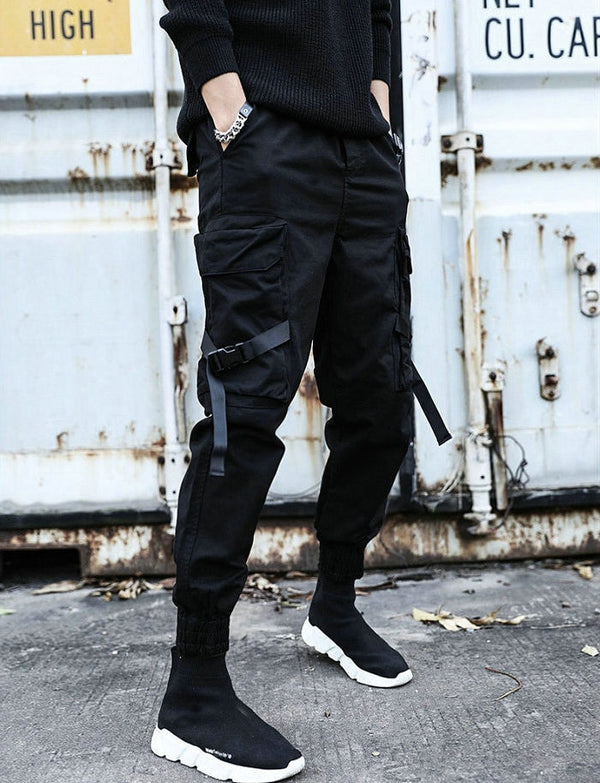 Streetwear Ribbons Casual Pants Men Black Slim Mens Joggers Pants Side-pockets Cotton Camouflage Man Trousers | Vimost Shop.