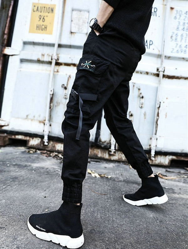 Streetwear Ribbons Casual Pants Men Black Slim Mens Joggers Pants Side-pockets Cotton Camouflage Man Trousers | Vimost Shop.
