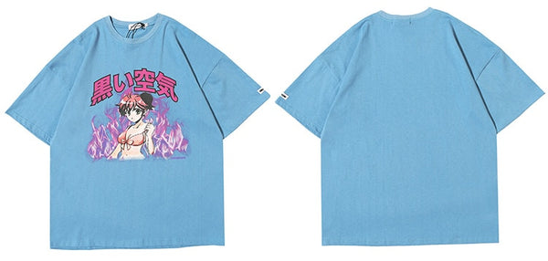 Girl Comics Kanji Printing Harajuku Japanese T Shirt Cartoon  Streetwear | Vimost Shop.