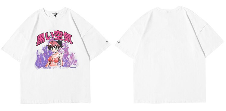 Girl Comics Kanji Printing Harajuku Japanese T Shirt Cartoon Streetwear | Vimost Shop.