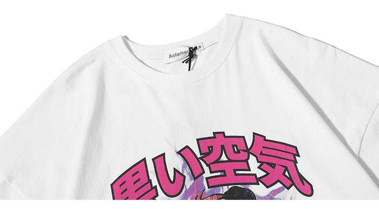 Girl Comics Kanji Printing Harajuku Japanese T Shirt Cartoon Streetwear | Vimost Shop.