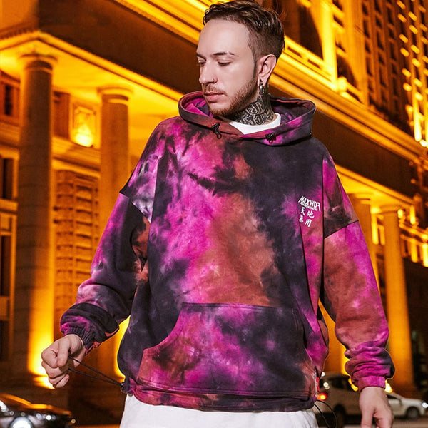 Men Watercolor Pullover Big Pockets Chinese Style Hooded Sweatshirt Autumn Streetwear | Vimost Shop.