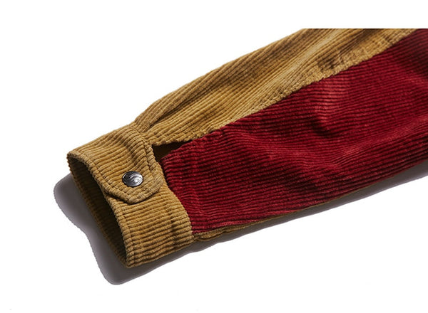 Men Corduroy Patchwork Men's Jacket Pockets High Street  Streetwear | Vimost Shop.