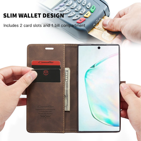 Leather Case for Samsung Galaxy S10 S9 S8 Plus S7 Edge,CaseMe Retro Purse Luxury Magneti Card Holder Wallet Cover for Note 10+ | Vimost Shop.