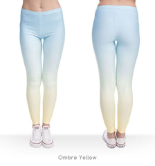 Hot sales Fashion Ombre Yellow Printed Women's Slim fit Legging workout Trousers Casual Polyester Pants Leggings