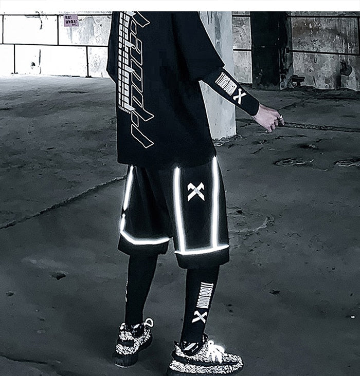 Reflective Hip Hop Shorts Mens Summer Tactical Knee Length Male Short Pants Joggers Streetwear Cargo Shorts | Vimost Shop.
