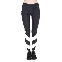 High Quality Woman Fitness Legins Work Out White Arrows Printing Work Out Legging Women High Waist Slim Leggings