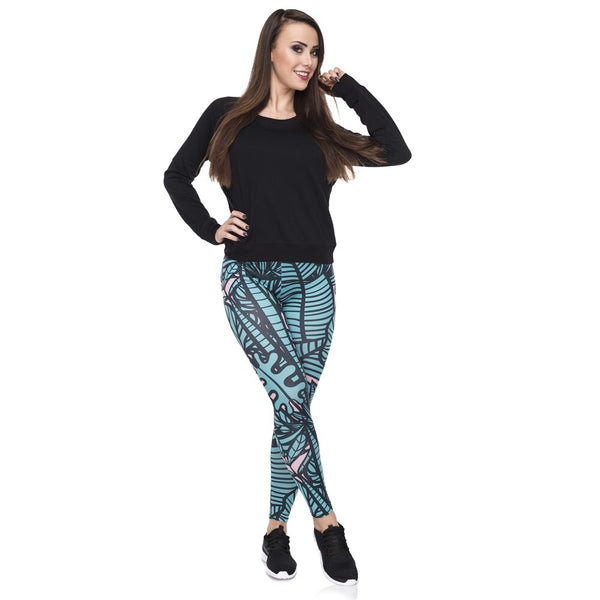 Leggins mujer Green Tropical Leaves Printing legging feminina leggins fitness Woman Pants workout leggings | Vimost Shop.