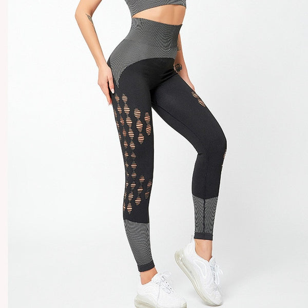 Seamless Hollow Out Sport Fitness Leggings Women | Vimost Shop.