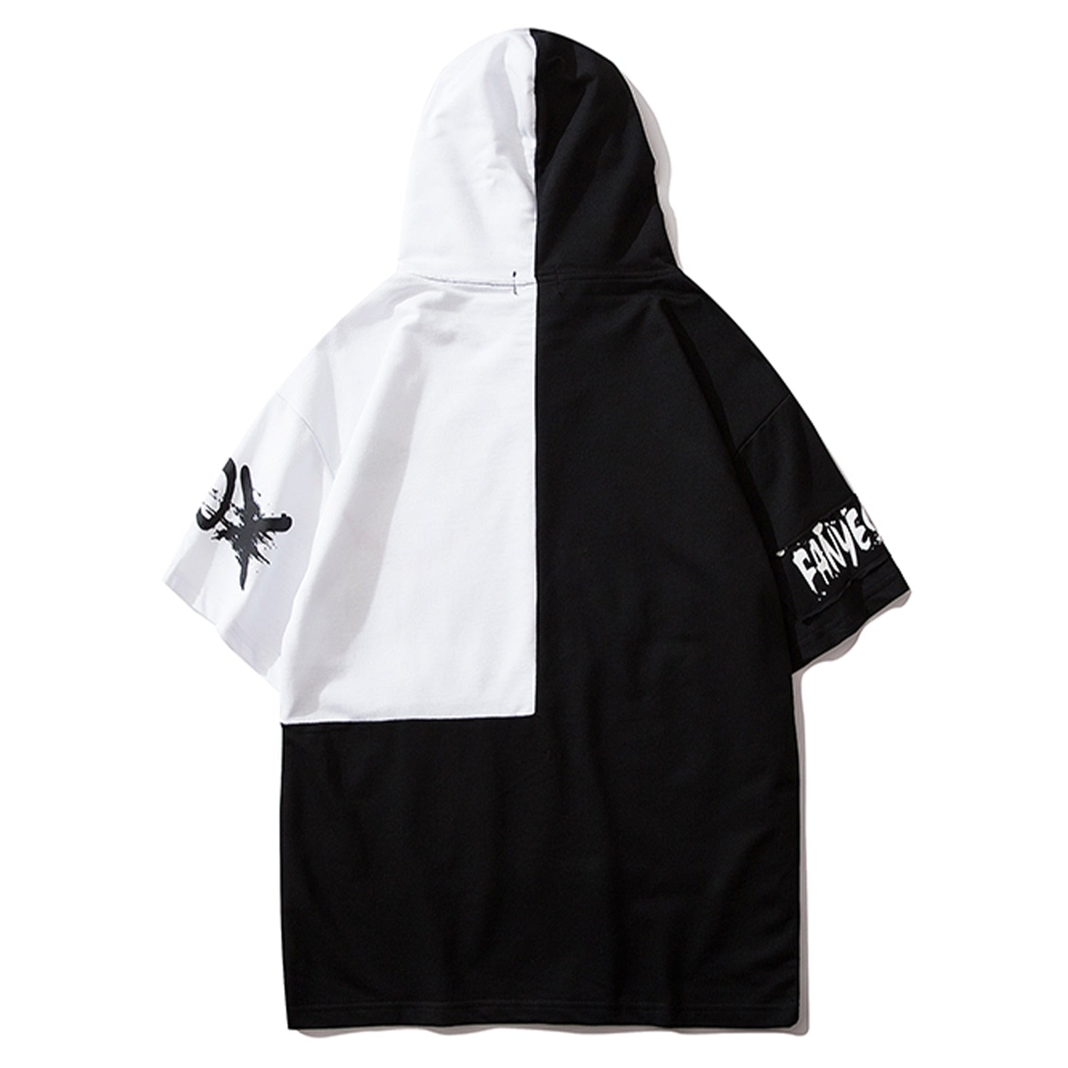 Hip Hop Color Block Smile Letter Print Men T Shirt Harajuku Fashion Streetwear Hooded Casual Cotton Tops Tee | Vimost Shop.