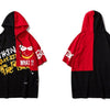 Hip Hop Color Block Smile Letter Print Men T Shirt Harajuku Fashion Streetwear Hooded Casual Cotton Tops Tee | Vimost Shop.