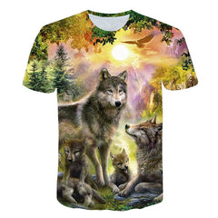 Newest Wolf 3D Print Animal Cool Funny T-Shirt Men Short Sleeve Summer Tops Male T Shirt Fashion Breathable With Short