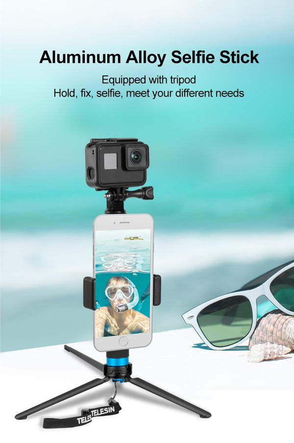 6 in 1 Extendable Aluminum Alloy Selfie Stick + Detachable Tripod Mount Phone Holder for GoPro SJCAM Xiaomi Yi Cameras | Vimost Shop.