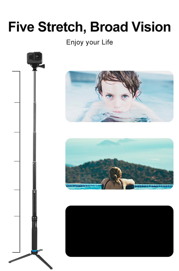 6 in 1 Extendable Aluminum Alloy Selfie Stick + Detachable Tripod Mount Phone Holder for GoPro SJCAM Xiaomi Yi Cameras | Vimost Shop.