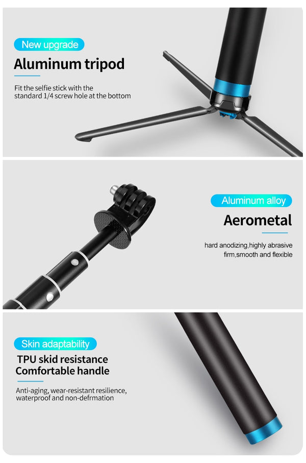 6 in 1 Extendable Aluminum Alloy Selfie Stick + Detachable Tripod Mount Phone Holder for GoPro SJCAM Xiaomi Yi Cameras | Vimost Shop.