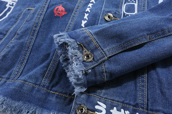 Hip Hop Fashion Printed Jeans Jacket Men  Autumn Winter Streetwear Denim Jackets Coats Cowboy Jacket Jaqueta masculina | Vimost Shop.