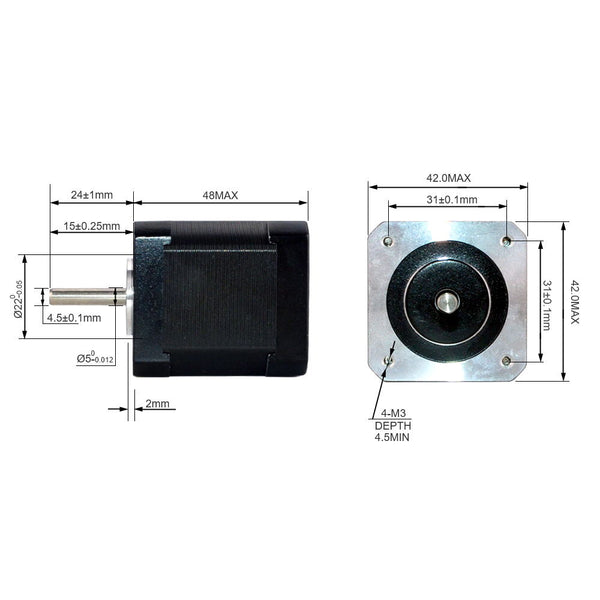 Nema 17 Stepper Motor 48mm 42BYGH Stepping Motor 2A (17HS19-2004S1) Motor 4-lead 1m Cable for 3D Printer CNC XYZ Motor | Vimost Shop.