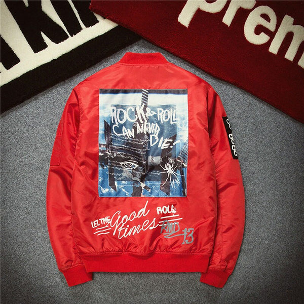 Men Print Plus Size Stand Collar Bomber Jacket Outwear | Vimost Shop.