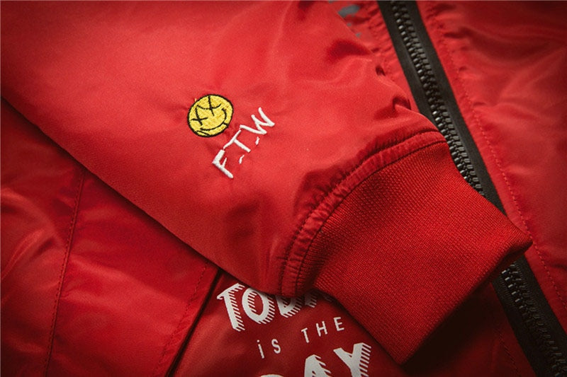 Men Print Plus Size Stand Collar Bomber Jacket Outwear | Vimost Shop.