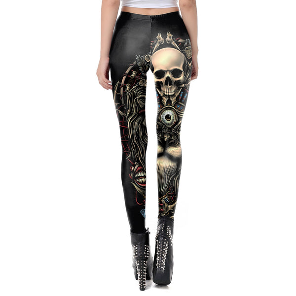 Skull Punk Women Legging Gothic Style Lion Retro Vintage Steampunk Leggins Ankle Pants | Vimost Shop.