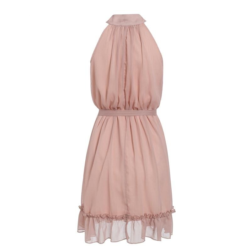 Sexy sleeveless women dress Solid ruffled sash buttons party summer dress | Vimost Shop.