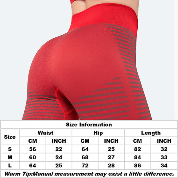 Women Gym Leggings Breathable Stripe Seamless Legging Fitness Sport Pants | Vimost Shop.