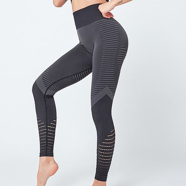Women Gym Leggings Breathable Stripe Seamless Legging Fitness Sport Pants | Vimost Shop.