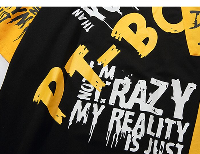 Men Color Patchwork Letter Print Male Short Sleeve Hip Hop Tops Summer T Shirt Couple Harajuku Streetwear | Vimost Shop.