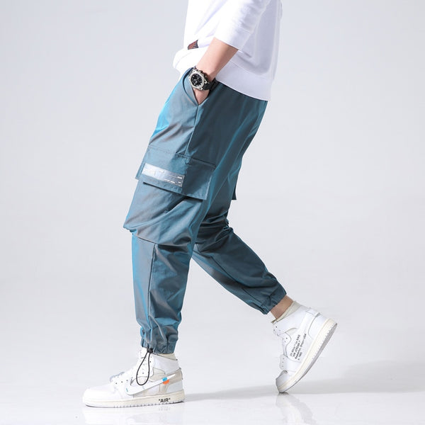 Streetwear Cargo Pants Men Reflective Loose Hip Hop Casual Pants Mens Harem Pant Harajuku Jogger Sweatpant Men Trousers | Vimost Shop.