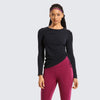 Women's Pima Cotton Workout Shirts Long-Sleeve T-Shirt Crewneck Athletic Top Gym